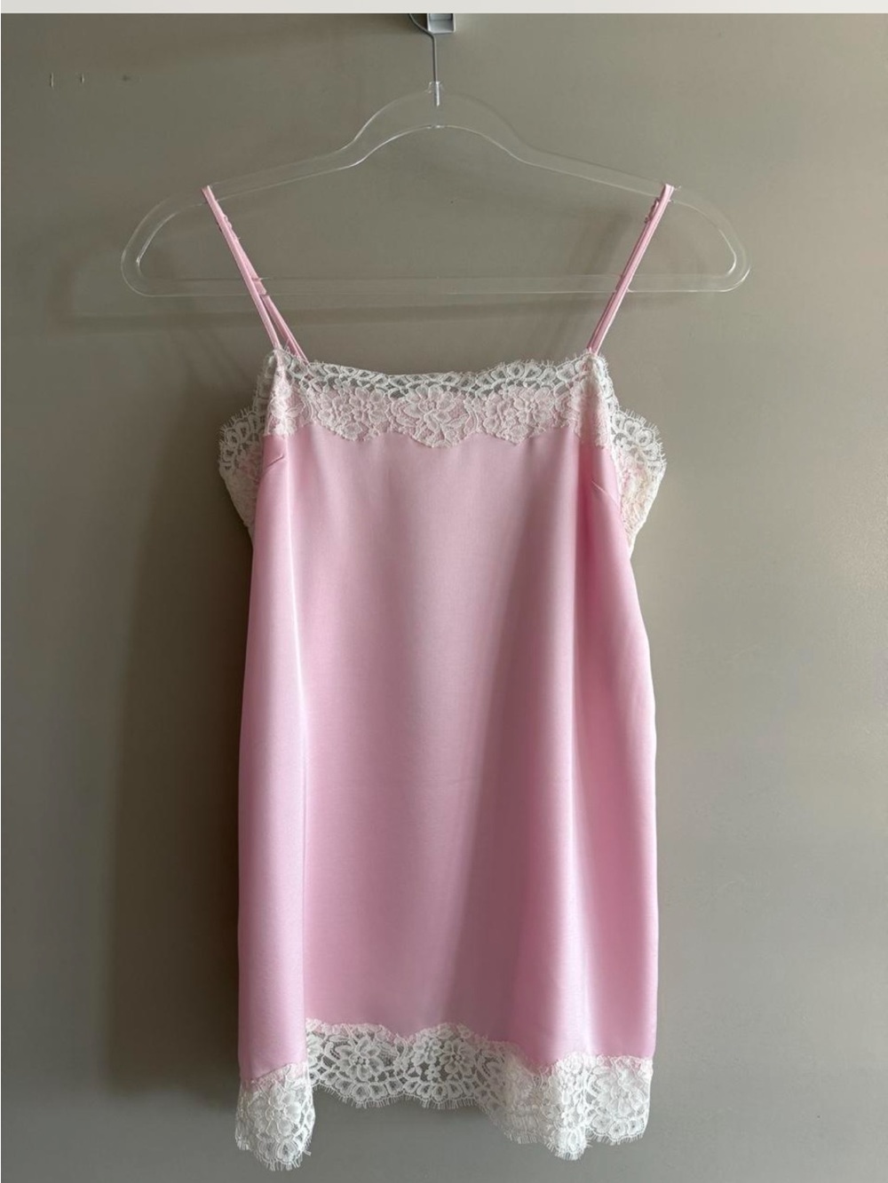 Aritzia Pale Pink Lace-Trim Silk Slip